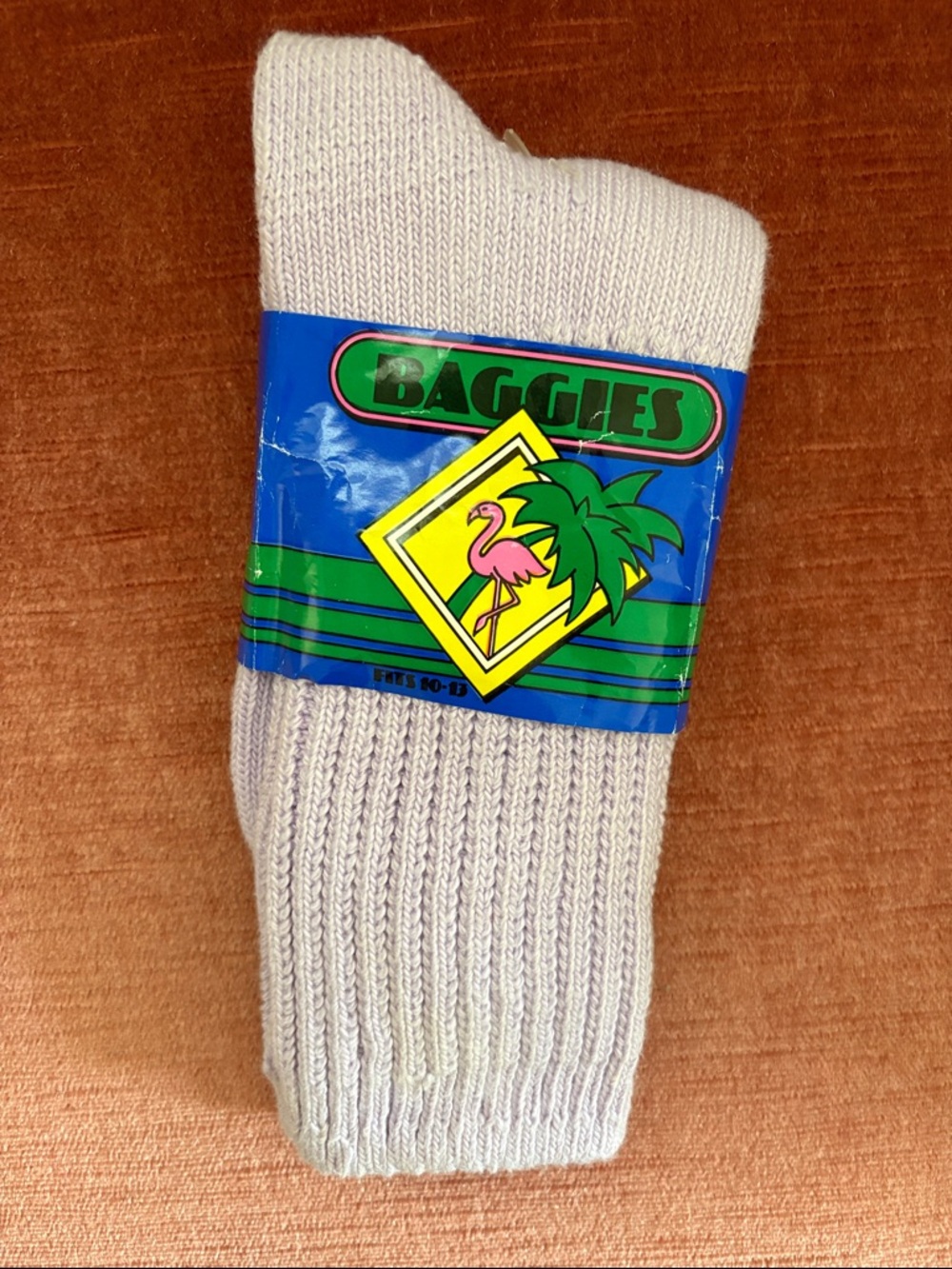 Vintage Deadstock socks 90s Baggies Lavender Ribbed Slouchy Crew Cotton 9-11